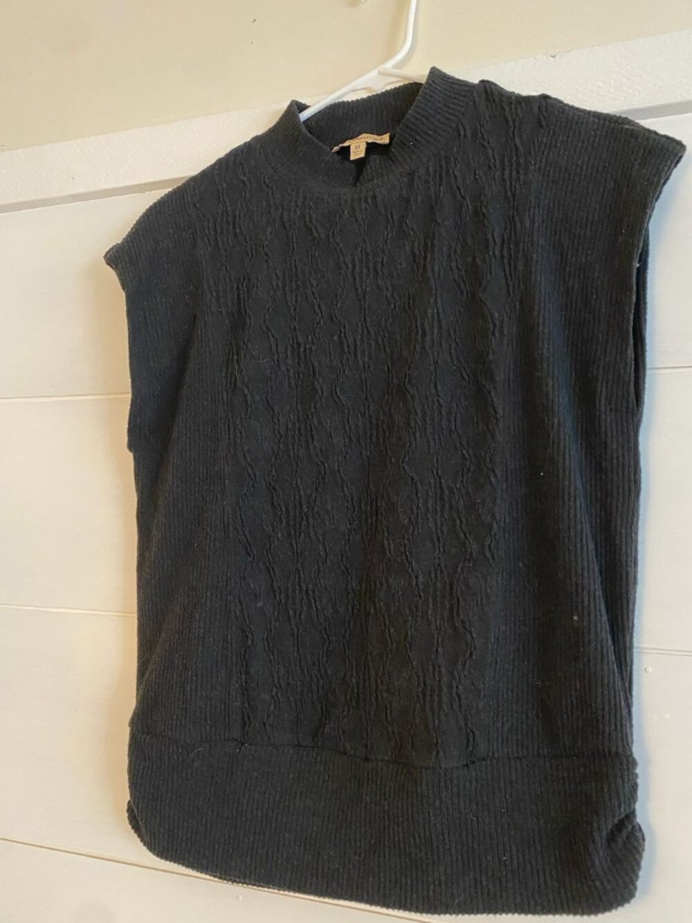 Democracy Black Textured Knit Sweater Vest | Women's Medium | Mock Neck